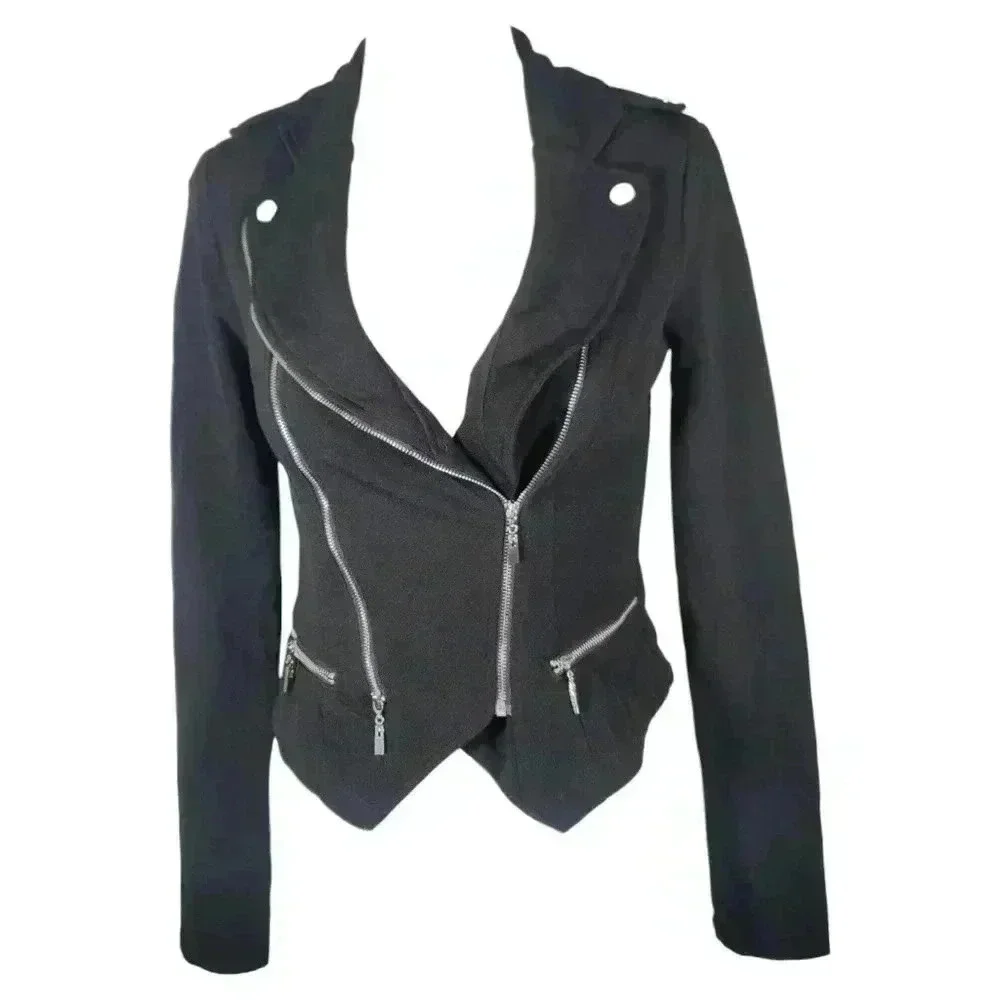 Alt. B Black Knit Moto Biker Motorcycle Jacket Size Small Grunge
